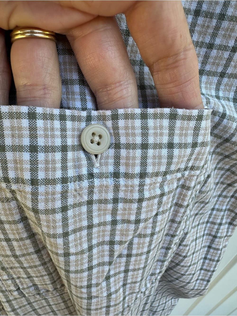 Men’s L Khakis Arrow Big Oxford Short Sleeve Button Down Earthy Tone Plaid Shirt - Picture 6 of 9